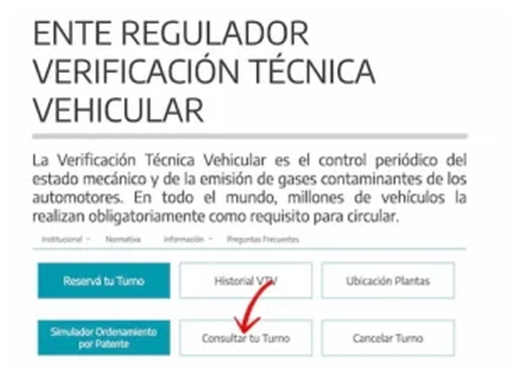 Paso 1 para consultar o cambiar el turno de la VTV en Villa Lynch